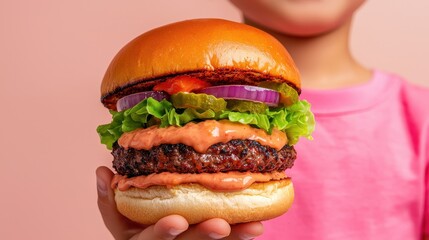 Food Tolerance Concept, Delicious Plant-Based Burger on Gluten-Free Bun with Vibrant Toppings for Health-Conscious Consumers