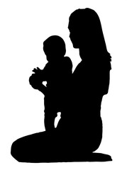 silhouette of mother and daughter