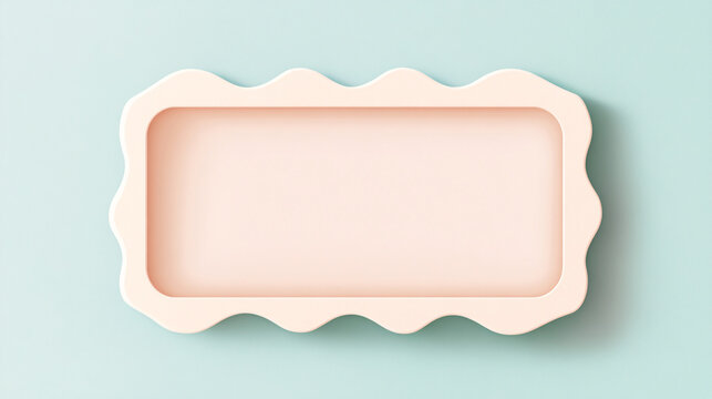 A soft pastel-colored nameplate with wavy edges placed on a light blue background creating a modern and elegant minimalist design
