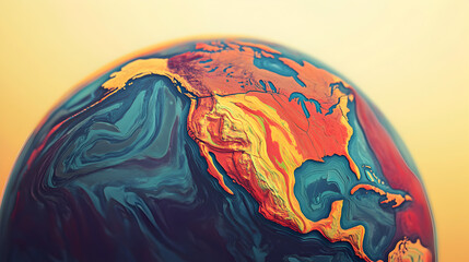 Animated globe depicting North America in abstract design