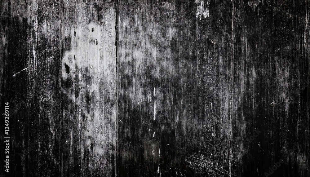 Poster weathered black and white grunge texture with vertical brush streaks and distressed surface for abst