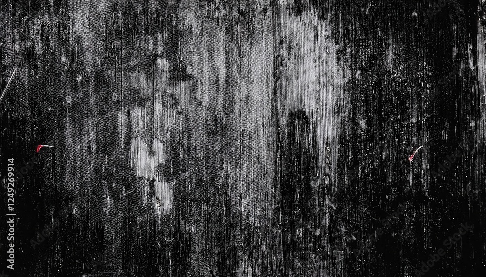 Poster weathered black and white grunge texture with vertical brush streaks and distressed surface for abst