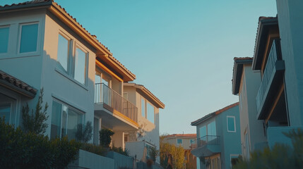 Obraz premium Modern Suburban Neighborhood at Sunset