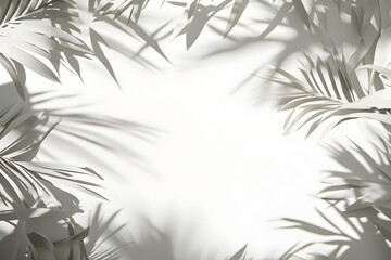 Shadow of leaves cast across a light wall from a window, cut out theme