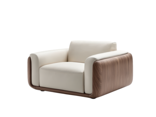 Stylish white chair with wooden frame, comfortable seating for modern interiors white