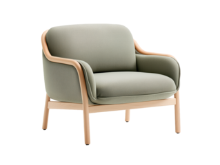 Relax in style, comfortable light green armchair with wooden frame and arms for your living room