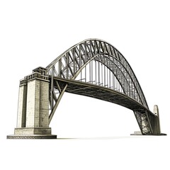 Obraz premium Sydney Harbour Bridge: A majestic and iconic steel arch bridge against a clear sky. The Sydney Harbour Bridge is a symbol of Australia's engineering prowess and a must-see landmark.