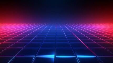 Neon Grid: A mesmerizing abstract background with a grid pattern bathed in vibrant neon pink and blue light, reminiscent of 80s synthwave aesthetics.