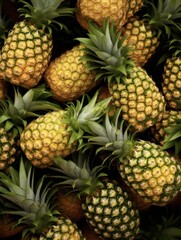 Obraz premium Fresh Pineapple on Eco-friendly Organic Background - A Healthy and Exotic Vegetarian Fruit Symbolizing Freshness and Heath