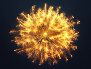 Fototapeta premium Glowing fireworks bursting into a bright display against the night sky, with a dark background for dramatic effect.