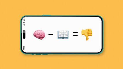 Brain minus book equals thumbs down on smartphone screen