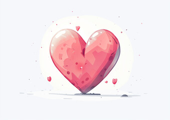 Simple vector clipart of a pink heart on a white background, flat design, no shadows, cartoon-style digital illustration with copy space.	