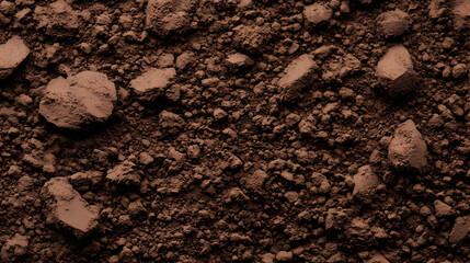 Close-Up of Dark Brown Soil with Rocks for Nature and Agriculture Use