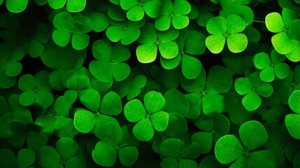 Green Shamrock Leaves Border Background. Falling Clover Leaf Nature Wallpaper for St. Patrick's Day