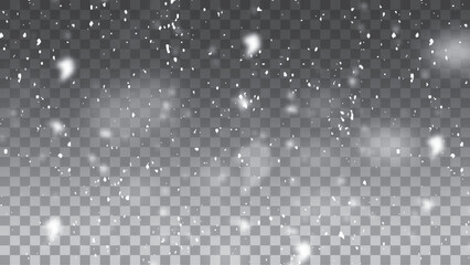 Falling Snow down On The Black Background. High quality vector illustration.