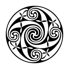 The Book of Kells group symbol vector illustration. Irish culture spiral pattern.