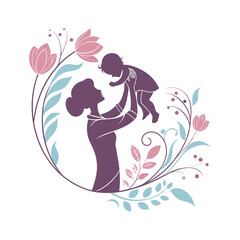 Mother’s Day Greeting Vector Illustration with Decorative Background