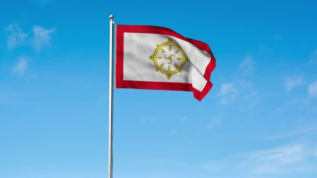 High detailed flag of Sikkim. National Sikkim flag. 3D Render.