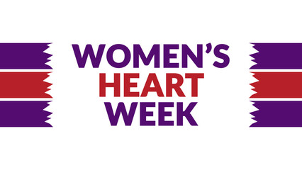 Women’s Heart Week text with side lines on a black background. Which is observed every year in February to celebrate and wish Women’s Heart Week.