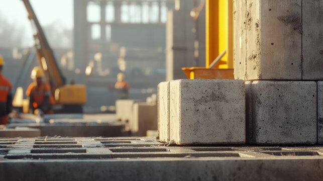 Concrete Blocks Ready for Construction Site Application and Assembly