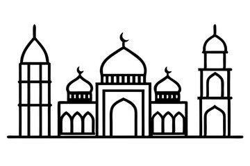 Muslim Mosque icon set. Isolated on a white background. Vector illustration.