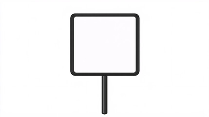 a simple blank square sign with a black border and a straight pole against a plain white background ready for customization or text addition
