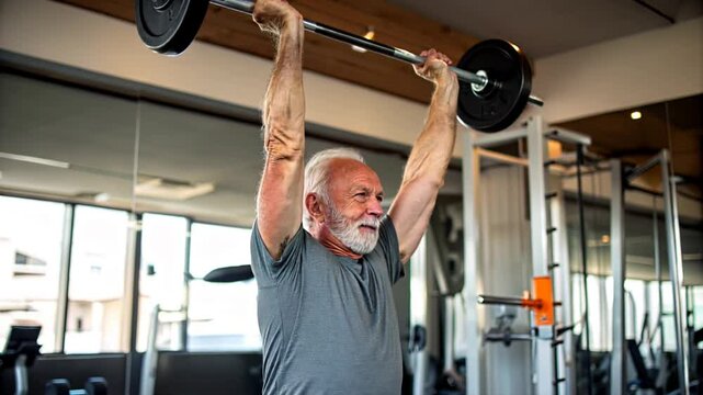 Senior Man Lifting Weights, Demonstrating Strength, Fitness, and Healthy Aging Through Active Lifestyle and Exercise