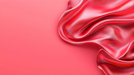 Obraz premium Soft Red Fabric Drapery on Smooth Bright Pink Background