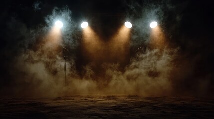 Dramatic stage lighting with fog creating an atmospheric backdrop for a performance (3)