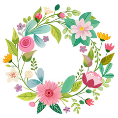 Obraz premium Spring Floral Watercolor Wreath