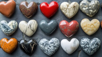 Obraz premium collection of polished heart shaped stones