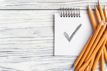 A sleek minimalist design of a document with a checkmark, symbolizing academic advising