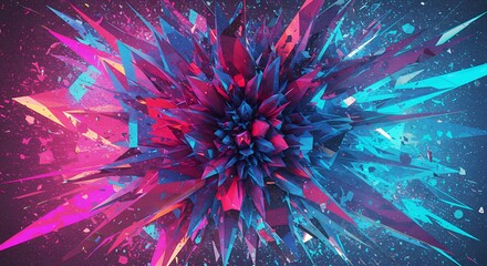Abstract explosion of vibrant shards and geometric shapes