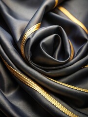 Luxurious Black Silk Fabric generative ai