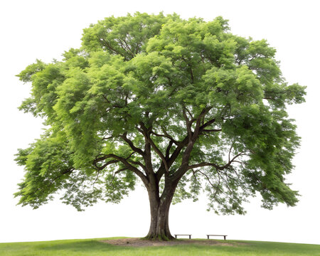 green tree isolated on white or transparent background