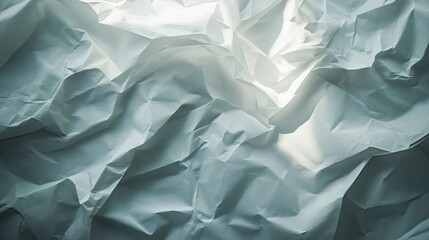 Obraz premium Crumpled White Paper Texture with Light Highlights and Shadows