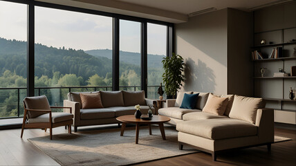 modern living room with fireplace