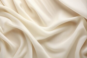 Obraz premium Minimalistic Beige Background with Crumpled Fabric Texture. Modern Natural Concept for Decoration, Design and Presentation