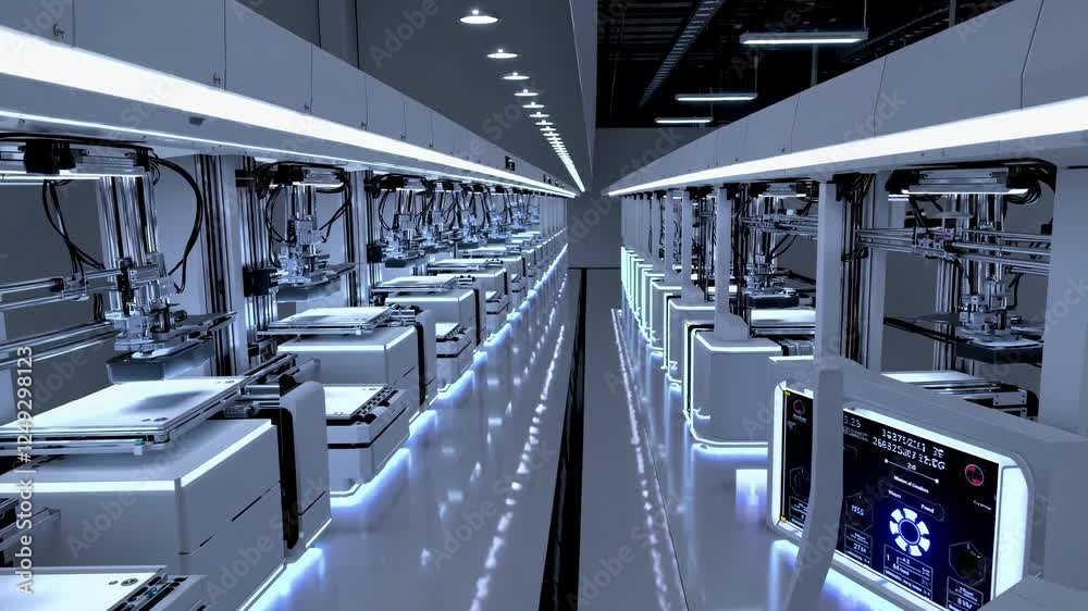 Leinwandbilder Advanced manufacturing process highlights robotic automation and precision in a state-of-the-art facility