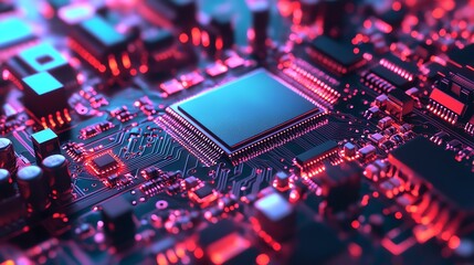 Fototapeta premium Engineers are depositing thin metal layers onto the microchip surface using chemical vapor deposition.