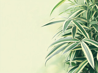 Fototapeta premium Close-Up of Vibrant Green Spider Plant Leaves on a Light Background
