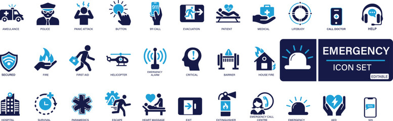 Emergency icon set