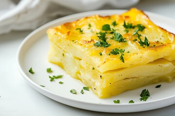 A delicious plate with potato casserole and herbs serves as a perfect example of savory breakfasts that delight the senses and energize your day.