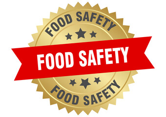 food safety. food safety round red and gold label isolated on transparent background