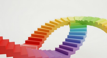 Obraz premium Colorful Staircase Leading Upward Rainbow Steps Growth and Progress Concept