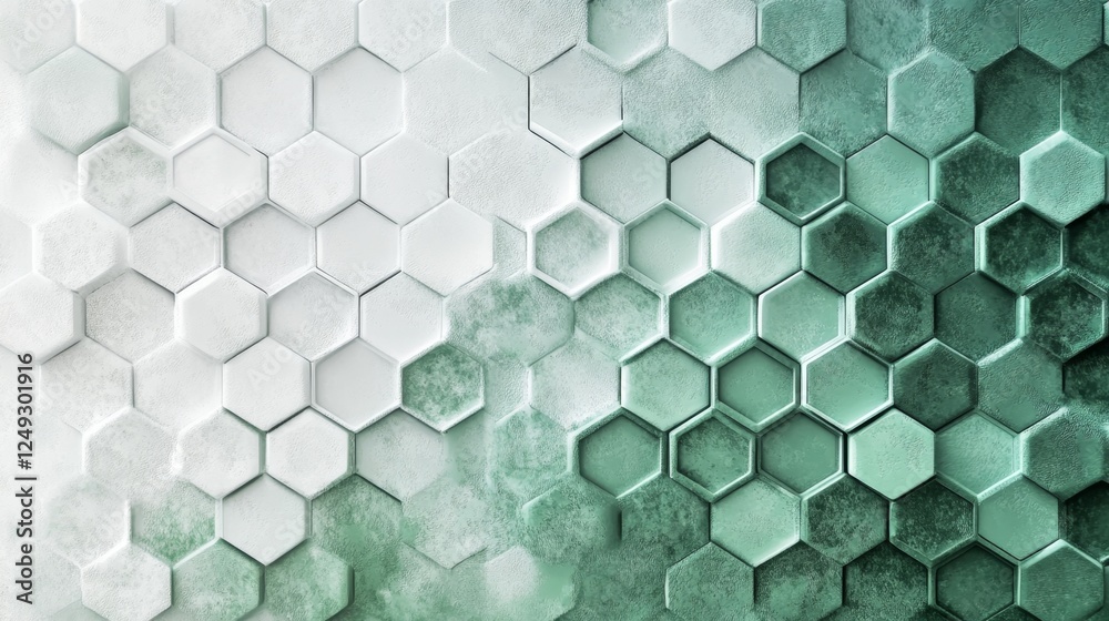 Poster creating abstract vertical gradient art hexagon bokeh effects in digital design