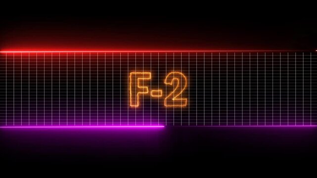 Neon lights direction. Glowing "F-2" text animation