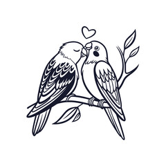 Black and white cute love birds