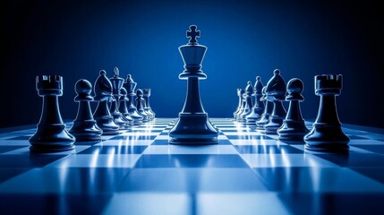 Chess pieces set up in conservative strategy for optimal defense chessboard game strategy guide competitive arena analytical viewpoint chess tactics