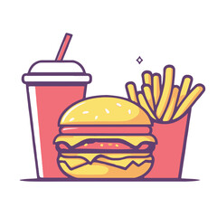 fast food clipart hamburger and fries with drink